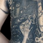 Chris DeLauder Tattoo Artist black and grey left back