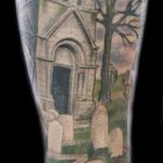 Chris DeLauder Tattoo Artist color zombie calf 4