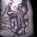 Lisa DeLauder Tattoo Artist black and grey octopus