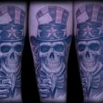 Chris DeLauder Tattoo Artist black and grey uncle sam skull