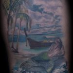 Emily Graven Tattoo Artist color mermaid and beach