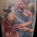 Chris DeLauder Tattoo Artist color zombie thigh 2